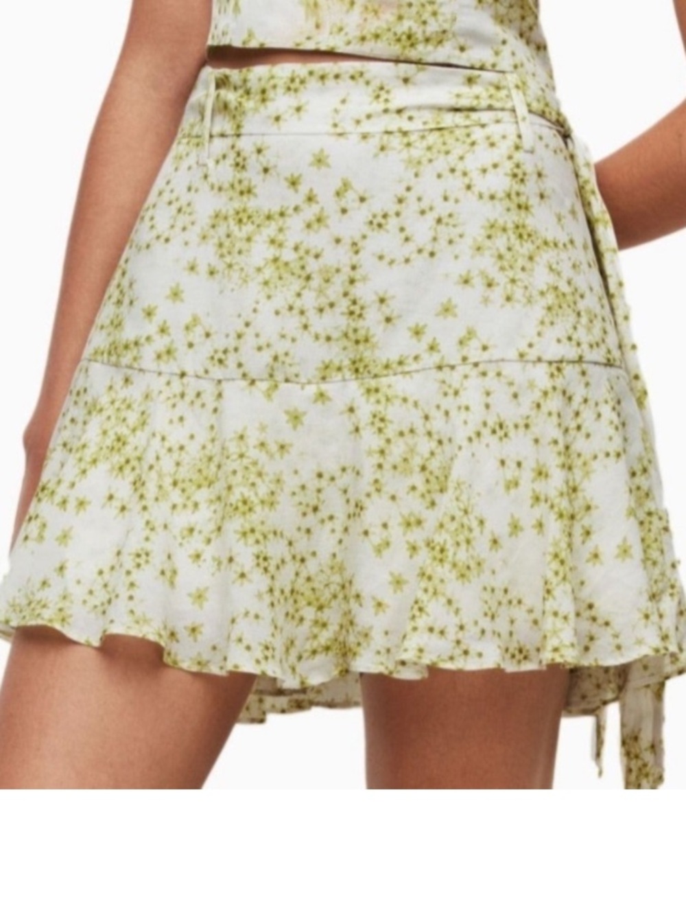 ALLSAINTS Frida Amanzi Floral Printed Skirt Skort Lime Green Women’s 0